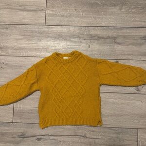 Zara Mustard Diamond Knit Sweater